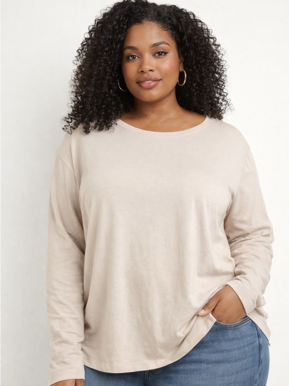 NEW Old Navy Relaxed Long Sleeve Cotton Blend T-Shirt Crewneck Women's 4X Basics
